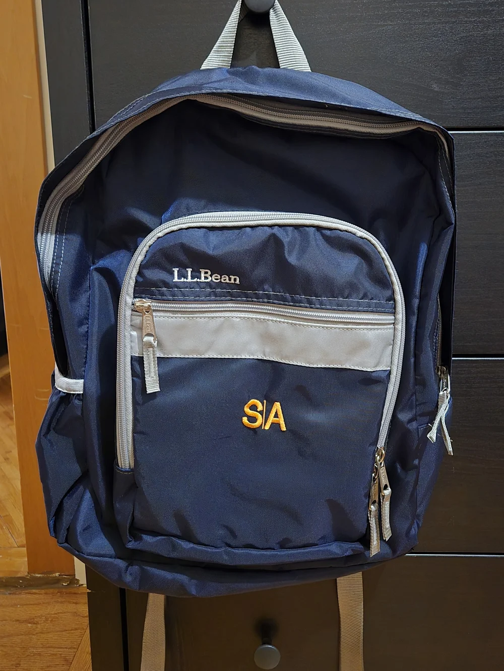 L.L. Bean Navy Backpack with Gray Accents With Matching Lunch Bag